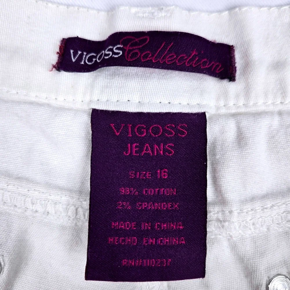 Vigoss Collection White Denim Shorts Cuffed Hem Casual Cotton Blend‎ Size 16 Y2K